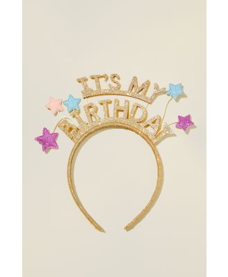 Cotton On Kids - Birthday Headband - Goldy/multi stars