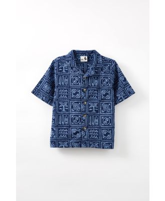 Cotton On Kids - Cabana Short Sleeve Shirt - In the navy/dusk blue medi coast