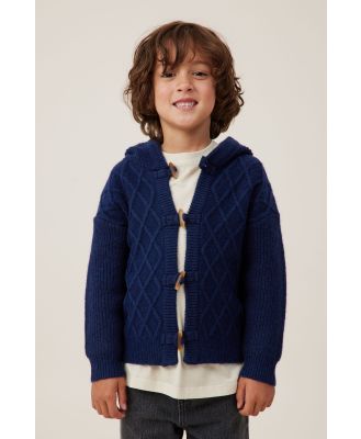 Cotton On Kids - Cable Hooded Cardigan - Navy blazer