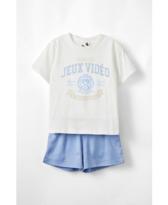 Cotton On Kids - Calvin Short Sleeve Pyjama Set - Dusk blue/video game crest