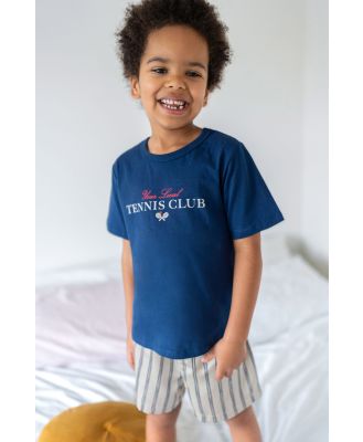 Cotton On Kids - Calvin Short Sleeve Pyjama Set - In the navy/tennis club