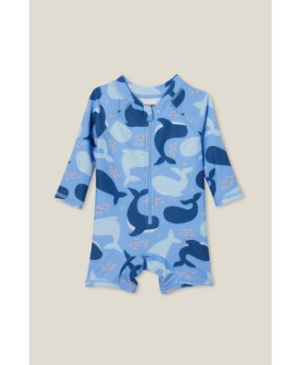 Cotton On Kids - Cameron Long Sleeve Swimsuit - Dusk blue/whales friends