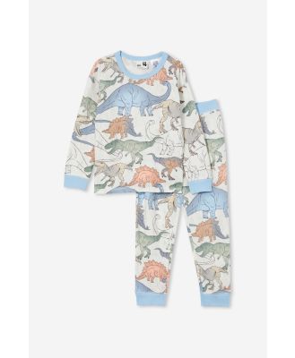 Cotton On Kids - Chuck Long Sleeve Pyjama Set - Oatmeale marle/dino stomp