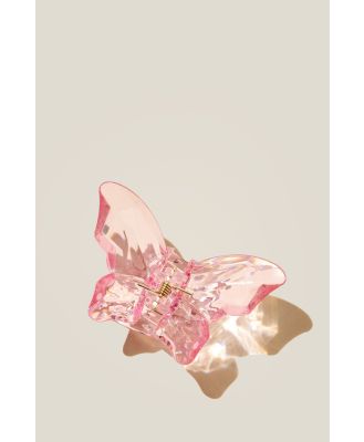 Cotton On Kids - Claudia Claw Clip - Pink gerbera faceted butterfly
