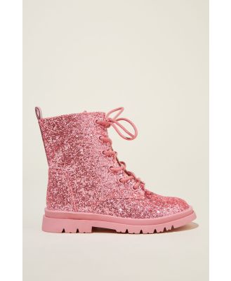 Cotton On Kids - Combat Lug Boot - Pink glitter