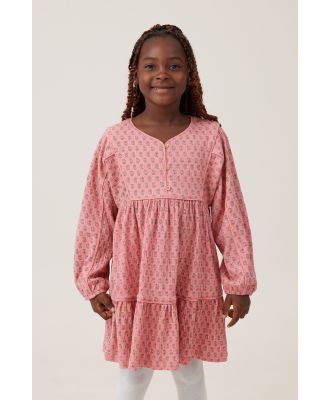 Cotton On Kids - Corra Long Sleeve Dress - Orange coral/perry paisley