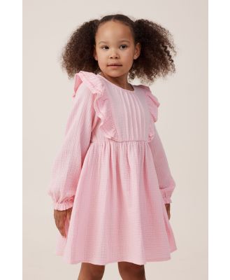 Cotton On Kids - Courtney Ruffle Long Sleeve Dress - Blush pink