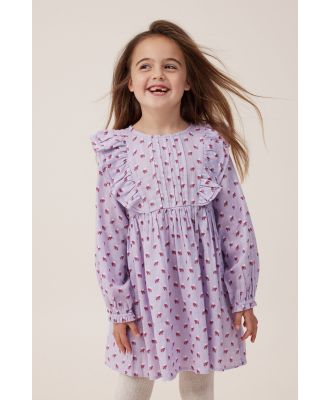 Cotton On Kids - Courtney Ruffle Long Sleeve Dress - Lilac drop/bonnie ditsy