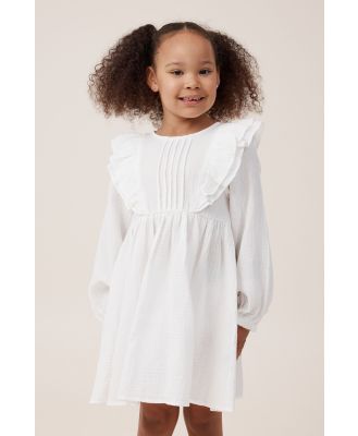 Cotton On Kids - Courtney Ruffle Long Sleeve Dress - Vanilla