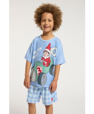 Cotton On Kids - Elf On The Shelf Damon Short Sleeve Pyjama Set - Lcn elf dusk blue/let the fun begin elf