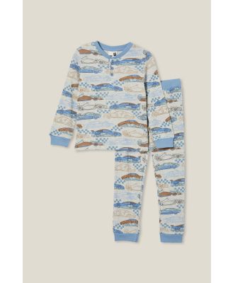 Cotton On Kids - Finley Long Sleeve Pyjama Set - Oatmeal marle/race day finish line