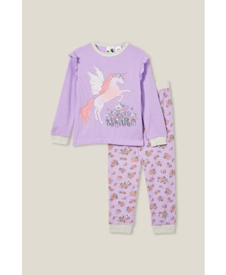 Cotton On Kids - Fiona Long Sleeve Pyjama Set - Lilac drop/unicorn meadow