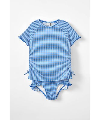 Cotton On Kids - Florence S/S Rashie And Bikini Bottom Set - Victoria blue/gingham