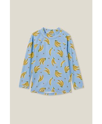 Cotton On Kids - Flynn Long Sleeve Raglan Rash Vest - Dusk blue/bananas