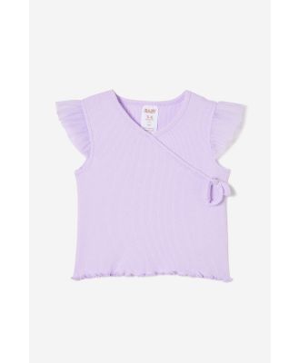 Cotton On Kids - Gina Sleeveless Flutter Wrap Top - Vintage lilac