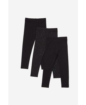 Cotton On Kids - Girls Multipack Legging 3 Pack - Black/black holographic bundle