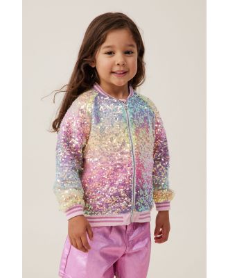 Cotton On Kids - Giselle Sparkle Bomber Jacket - Rainbow ombre