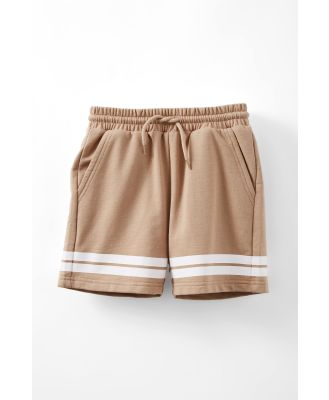 Cotton On Kids - Henry Slouch Short - Taupy brown w/white stripe