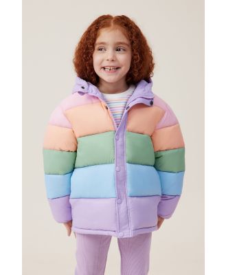 Cotton On Kids - Hunter Hooded Puffer Jacket - Rainbow