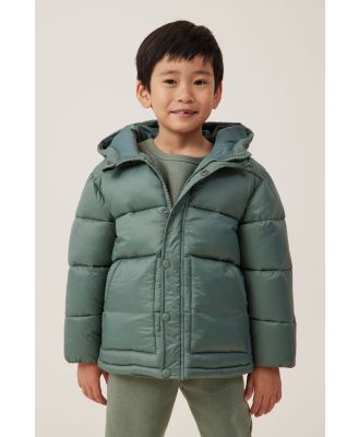 Cotton On Kids - Hunter Hooded Puffer Jacket - Swag green