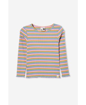 Cotton On Kids - Jade Crew - Retro rainbow stripe rib