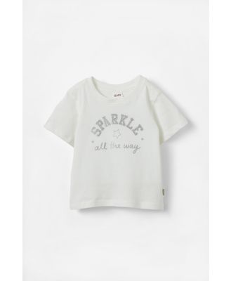 Cotton On Kids - Jamie Short Sleeve Graphic Print Tee - Vanilla/sparkle all the way