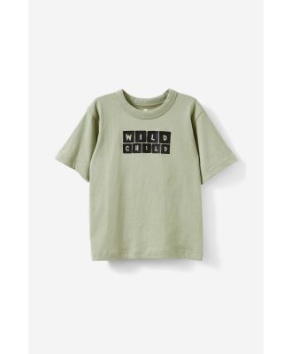 Cotton On Kids - Jonny Short Sleeve Graphic Print Tee - Deep sage/wild child