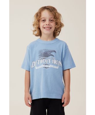 Cotton On Kids - Jonny Short Sleeve Graphic Print Tee - Dusty blue/detroit iron