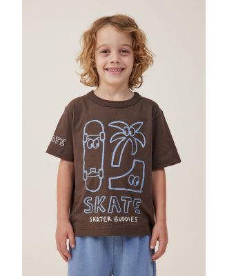 Cotton On Kids - Jonny Short Sleeve Graphic Print Tee - Hot choccy/skate