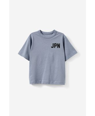 Cotton On Kids - Jonny Short Sleeve Graphic Print Tee - Steel/tokyo city jpn