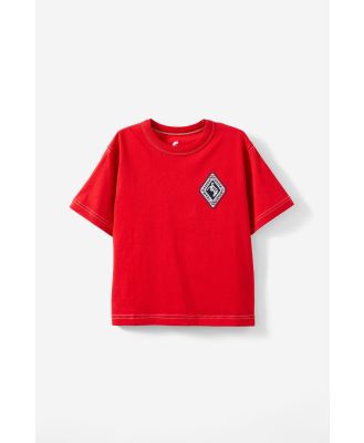 Cotton On Kids - Jonny Short Sleeve Graphic Print Tee - Varsity red/alpine fun since 196