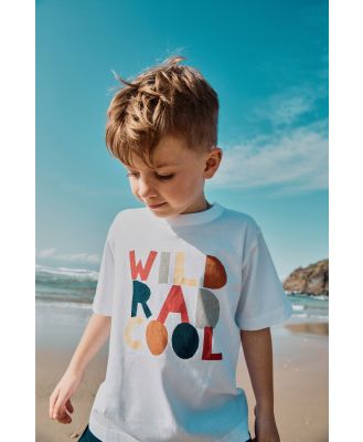 Cotton On Kids - Jonny Short Sleeve Graphic Print Tee - White/wild rad cool