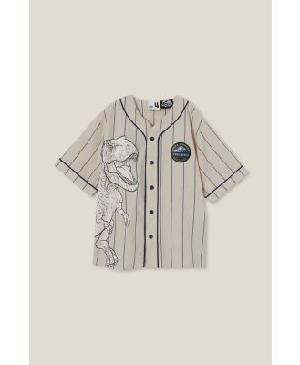 Cotton On Kids - Jurassic Park License Baseball Short Sleeve Shirt - Lcn uni rainy day stripe/jurassic park