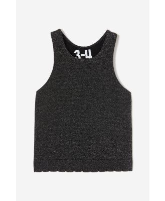 Cotton On Kids - Kali Seamfree Tank - Black metallic/scallop