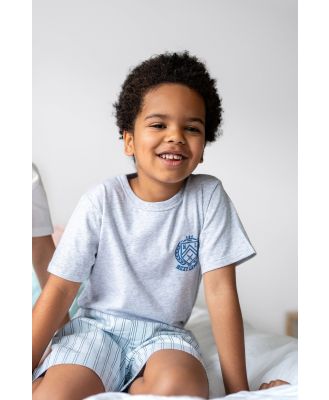 Cotton On Kids - Kelce Short Sleeve Pyjama Set - Cloud marle/ frosty blue billy stripe