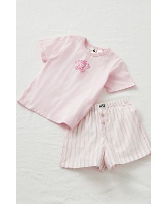 Cotton On Kids - Kelly Short Sleeve Pyjama Set - Blush pink/unicorn double stripe