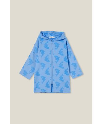 Cotton On Kids - Kids Zip Thru Hooded Towel - Dusk blue/sharks