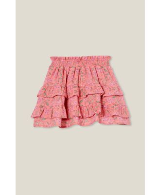Cotton On Kids - Lana Tiered Skirt - Orange coral/floral