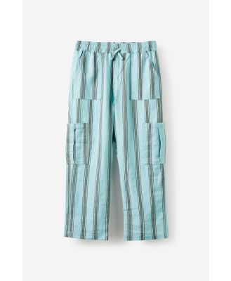 Cotton On Kids - Landon Cargo Pant - Barber blue/swag green stripe