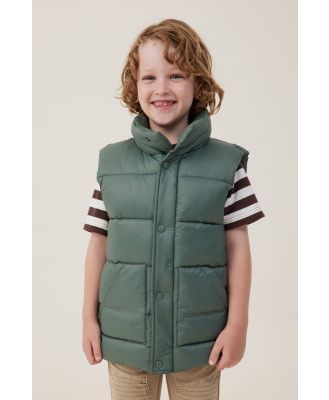 Cotton On Kids - Lenny Longline Puffer Vest - Swag green core