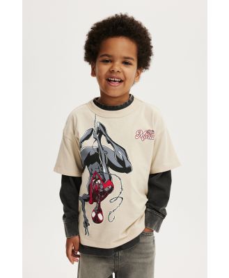 Cotton On Kids - License Drop Shoulder Short Sleeve Tee - Lcn mar rainy day/spiderman miles peace