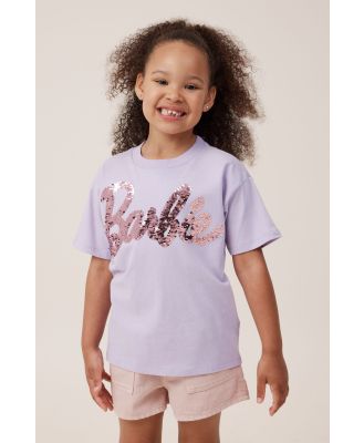 Cotton On Kids - License Drop Shoulder Short Sleeve Tee - Lcn mat barbie sparkle logo/lilac drop