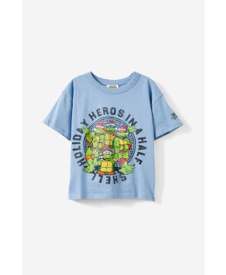 Cotton On Kids - License Drop Shoulder Short Sleeve Tee - Lcn nic dusty blue/tmnt holiday