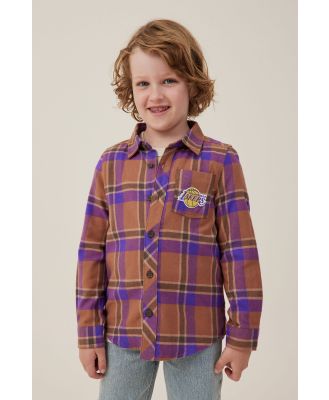 Cotton On Kids - License Rugged Long Sleeve Shirt - Lcn nba coco jumbo / lakers plaid