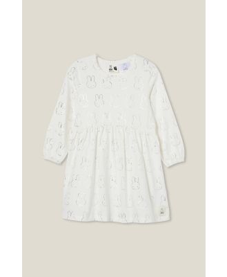 Cotton On Kids - License Savannah Long Sleeve Dress - Lcn mif miffy/vanilla