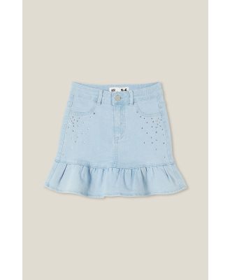 Cotton On Kids - Maisie Denim Skirt - Bleach blue wash/ diamontes