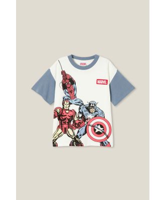 Cotton On Kids - Marvel Drop Shoulder Short Sleeve Tee - Lcn mar white & steel/marvel bff