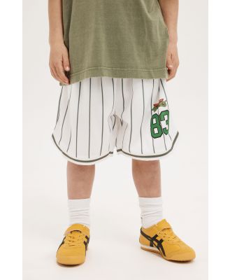 Cotton On Kids - Ninja Turtles Basketball Short - Lcn nic white & swag green stripe/tmnt