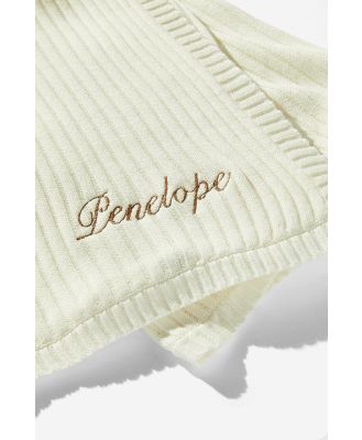 Cotton On Kids - Organic Rib Knit Blanket - Personalised - Milk