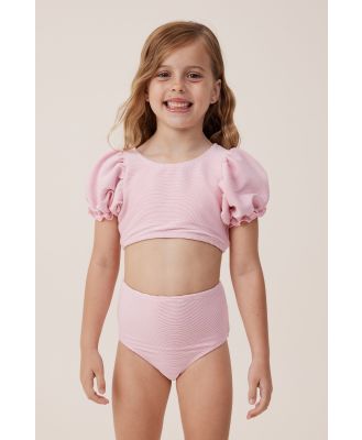 Cotton On Kids - Paige Puff Sleeve Bikini - Cali pink/sparkle